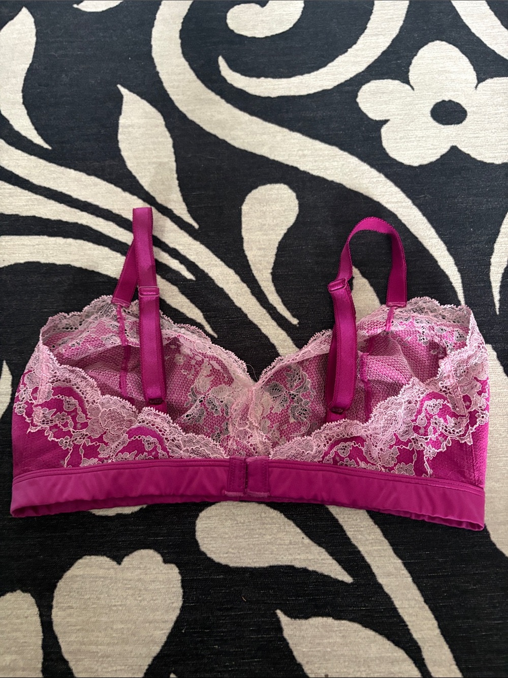 Wacoal Magenta Lace-Trim Bralette with Cream Lace Accents - Picture 2 of 3